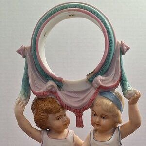Vintage Porcelain Decorative Piece 2 Girls Holding a Circle